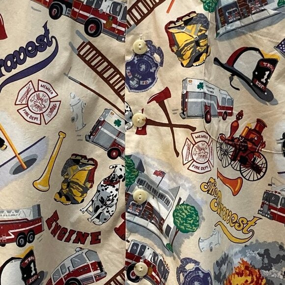 Kimoshan Firefighter Short Sleeve Button Down Shirt Size XL - Picture 3 of 8